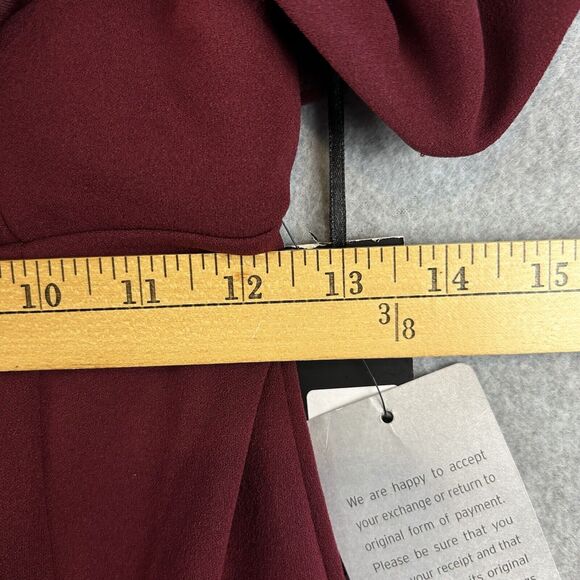 Lulus Dress Womens S Maxi Gown Burgundy Off-The-Shoulder Wedding Romantic - Picture 10 of 14